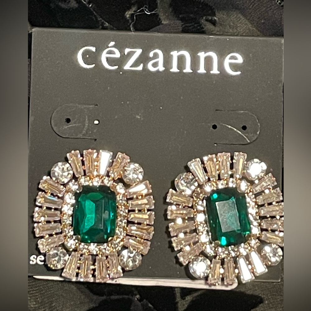 Large Green Crystal Rhinestone Earrings